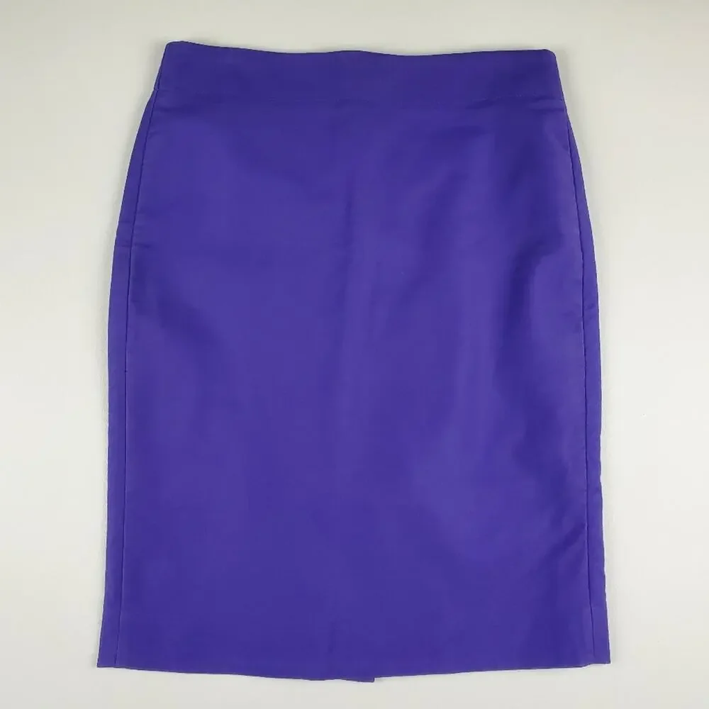 J. Crew No. 2 Stretch Pencil Skirt Sleek Fitted Mini Pleated Zip Purple Size 00 - Picture 2 of 7